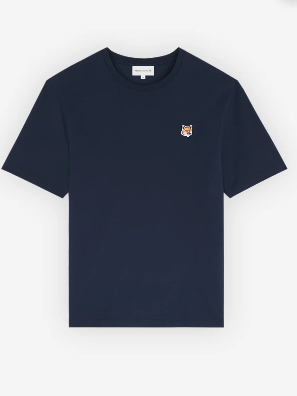 Maison Kitsune Navy Tee with Fox Patch, Large